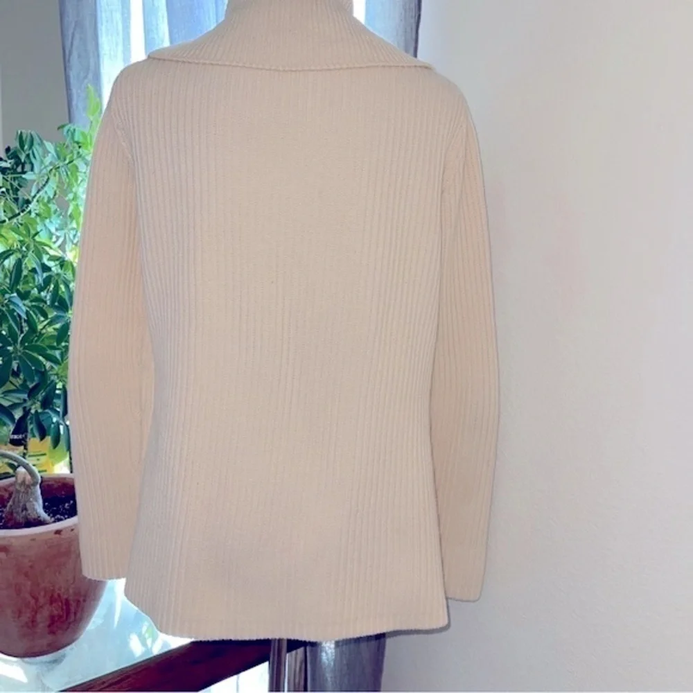 Massimo Dutta Women Ivory Open Front Beautiful Shawl Collar Thick Knit Cardigan